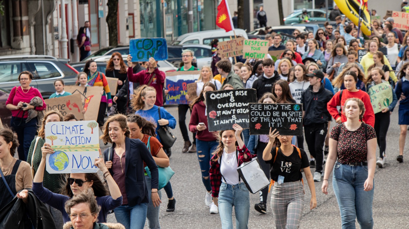Young people protesting for climate action