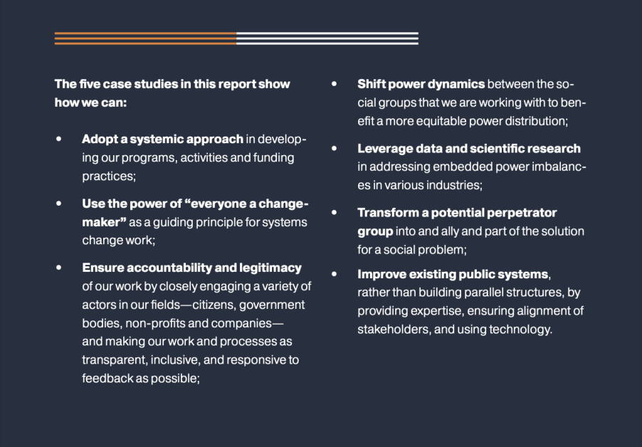 A snapshot of what the 5 cases presented in the report show to us