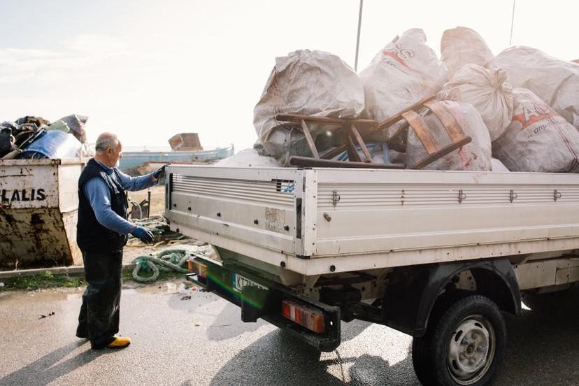 A track of trash collected