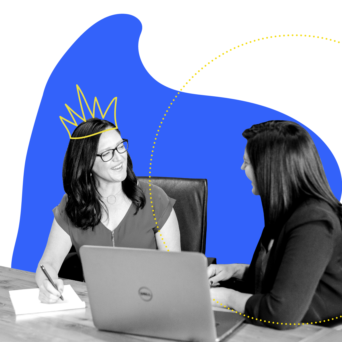 Collage of two women collaborating. 