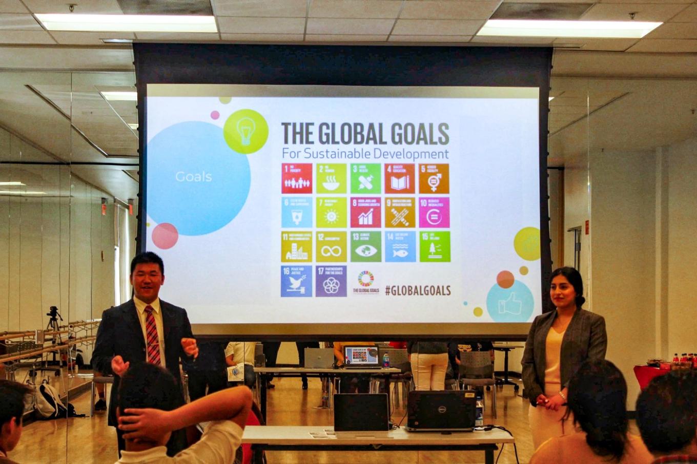 Victor Ye presenting the SDGs