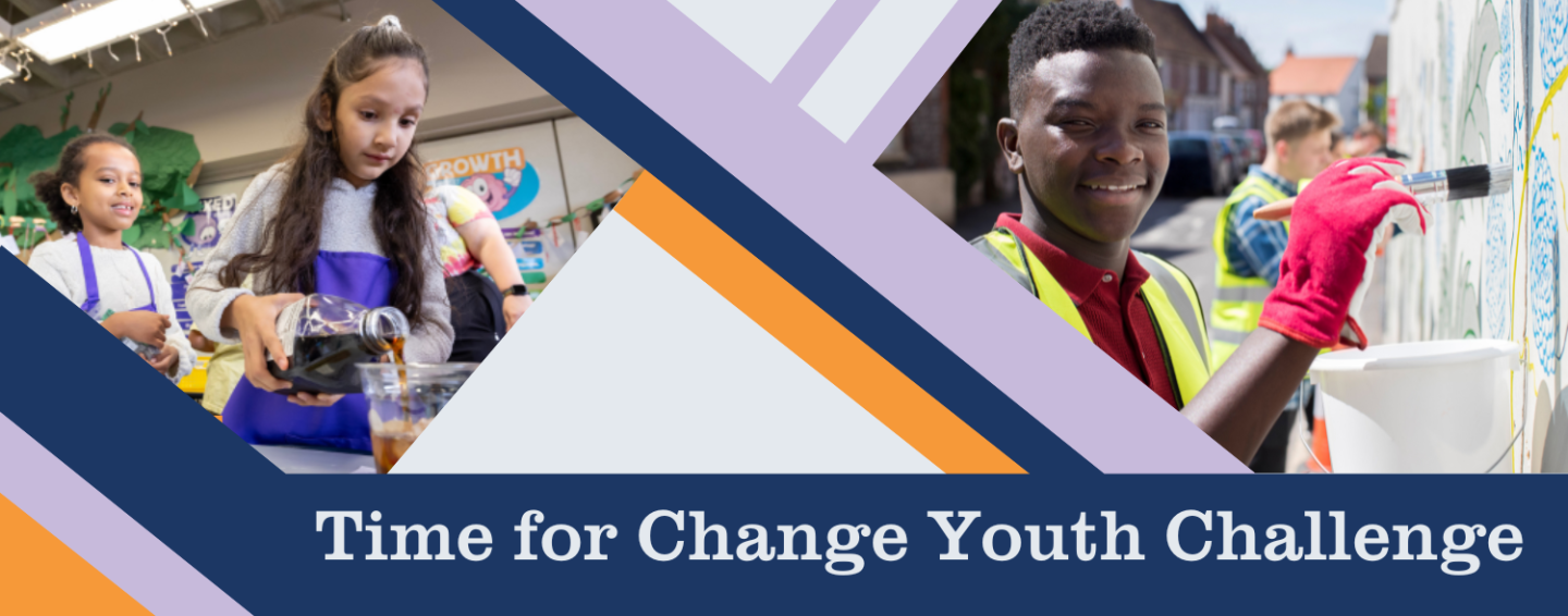 A graphical banner image with two photos